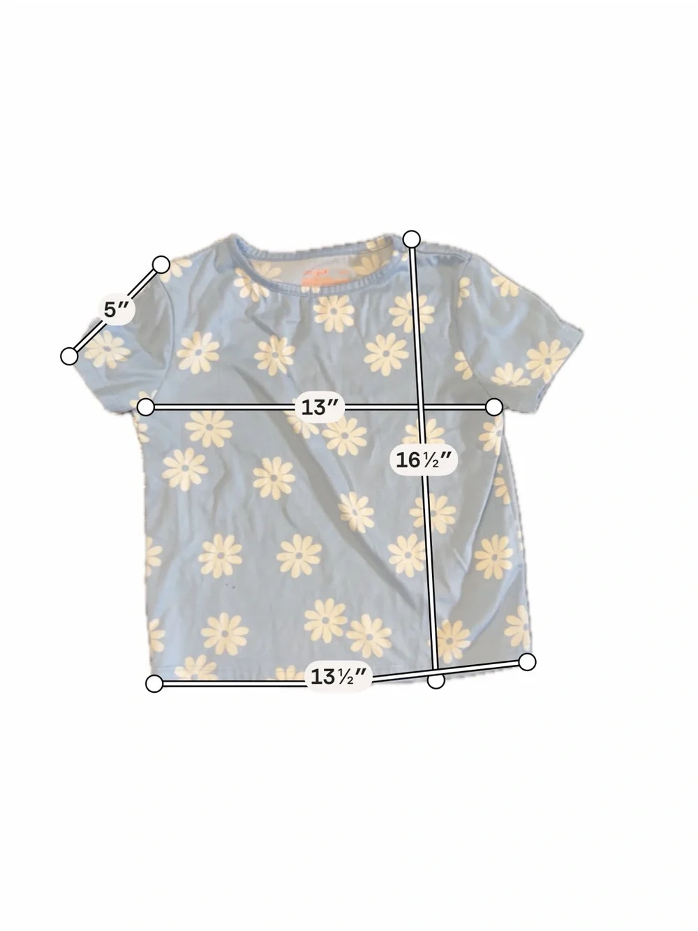 Cat & Jack Blue Daisy Pajama Set + Cream Knit Shorts Bundle Size 6-7